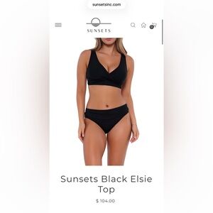 Sunsets Elsie Bikini Top Black 32E/30F/28G NWT